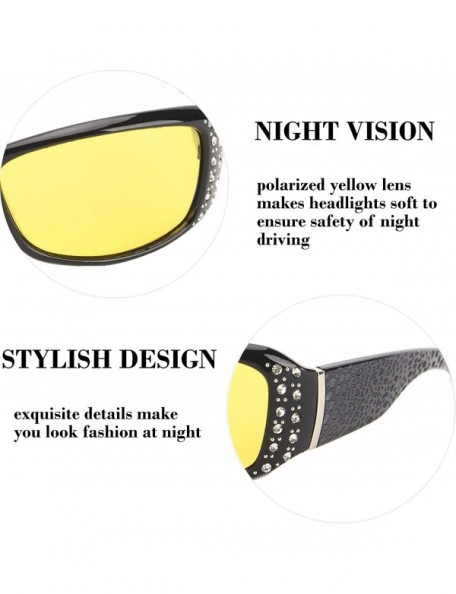 Rectangular Night Vision Glasses for Women - Clear Sight Safety Glasses for Headlight - Anti Glare for Night Driving - CI18WD...