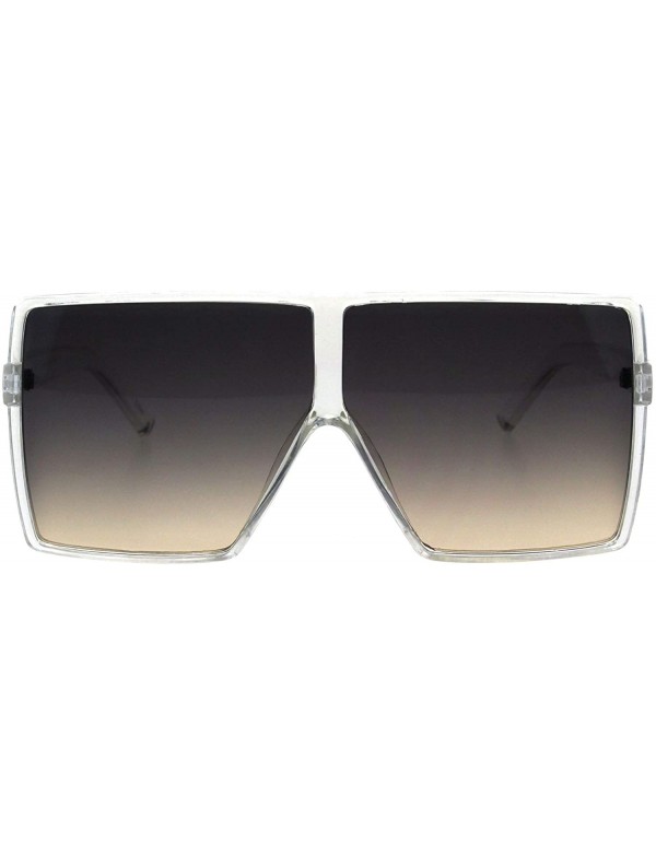 Square Womens Super Oversized Sunglasses Square Shield Frame UV 400 - Clear (Smoke Brown) - CB18HSCTQUI $12.25