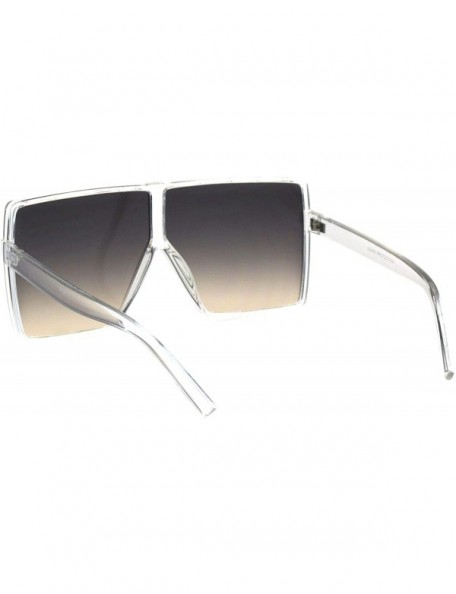 Square Womens Super Oversized Sunglasses Square Shield Frame UV 400 - Clear (Smoke Brown) - CB18HSCTQUI $12.25