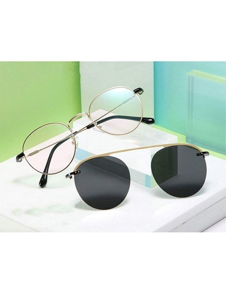 Round 2019 retro new mirror polarized magnet outer ring polarized inner ring flat mirror unisex sunglasses - C818TUAOISH $11.71