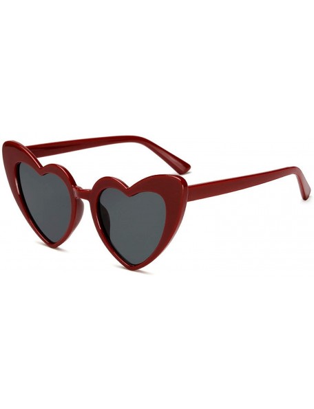 Round Vintage Sunglass Fashion Love Heart Sunglasses Women Cute Sexy Retro Cat Eye Cheap Red Female - C7 - CE198AHRIU5 $19.20