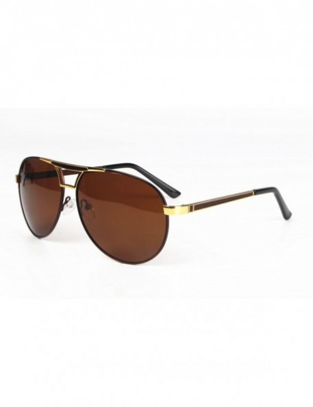 Aviator Style Classic Aviator Sunglasses Polarized 100% UV protection - Gold Brown - CZ1832D6AHW $10.59