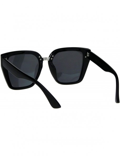 Square Womens Designer Style Sunglasses Oversized Trapezoid Frame UV 400 - Black (Black) - CX18RGGAD04 $9.10