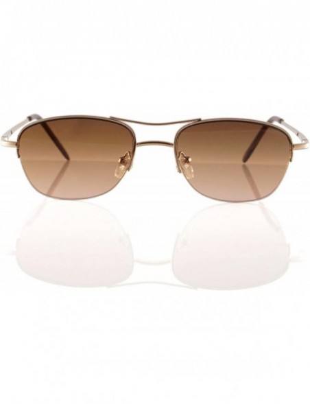 Rectangular Retro Chic Trend Semi-Rim Petite Oval Spring Hinge Sunglasses A254 - Brown - CU18O29S5S2 $11.86