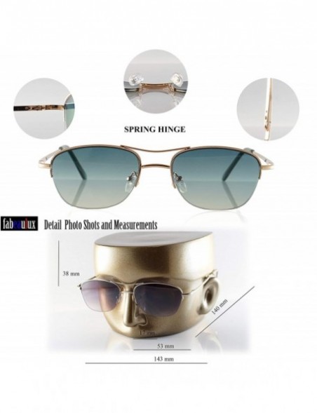 Rectangular Retro Chic Trend Semi-Rim Petite Oval Spring Hinge Sunglasses A254 - Brown - CU18O29S5S2 $11.86