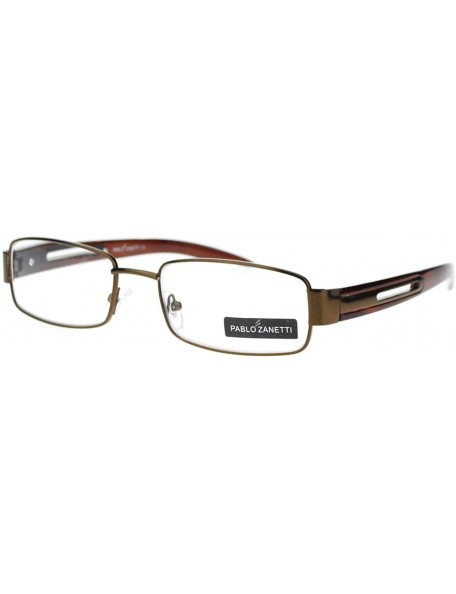 Rectangular Pablo Zanetti Reading Glasses Unisex Rectangular Size 52-17-135-30 - Brown - C111VLHIT8N $8.73