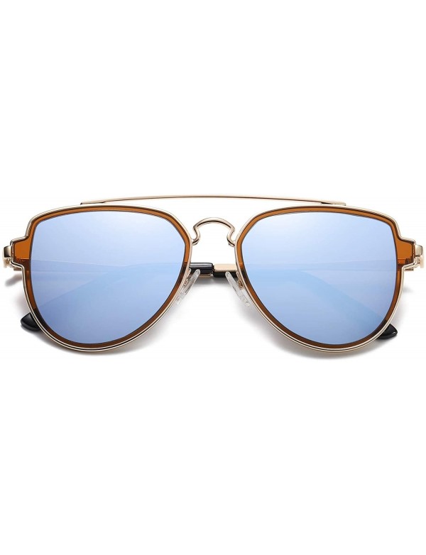 Oversized Fashion Polarized Aviator Sunglasses for Men Women Mirrored Lens SJ1051 - C0188050S8S $15.17