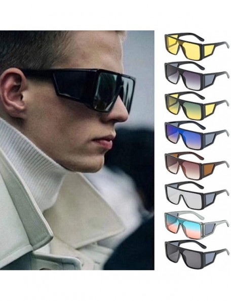 Square Square Sunglasses for Men- Oversize Polarized Sun Glasses 100% UV Protection Anti-Glare Eyewear with Flat Lens - CS196...