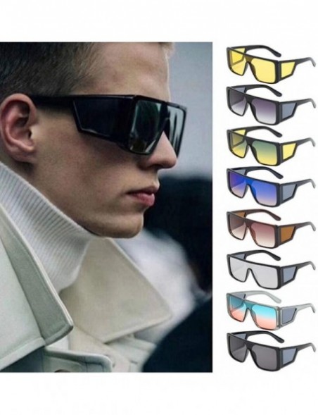 Square Square Sunglasses for Men- Oversize Polarized Sun Glasses 100% UV Protection Anti-Glare Eyewear with Flat Lens - CS196...