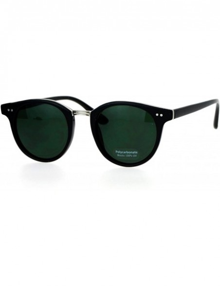 Round Vintage Retro Unisex Fashion Sunglasses Round Horn Rim Double Frame - Black (Green) - C3187C8534O $12.07