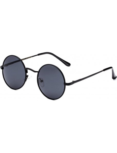 Round John Lennon Glasses Hippy 60's Vintage Retro Round Sunglasses & Clear Lens - Sunglasses - Black/Smoke - CM18GKO07N7 $7.78