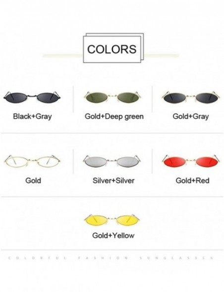 Oval Retro Small Oval Sunglasses Women Female Vintage Hip Hop Balck Glasses Retro Sunglass Lady Eyewear - Goldred - CA198U5W7...