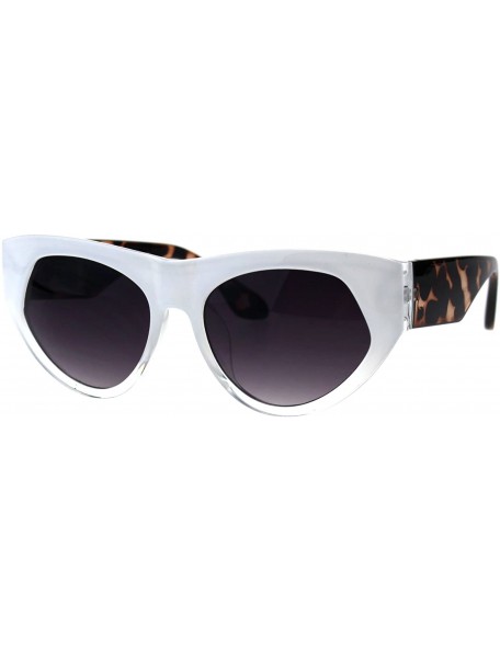 Cat Eye Womens Mod Thick Plastic Cat Eye Diva Designer Fashion Sunglasses - White Clear Tortoise - CI18EY0UKG9 $11.29