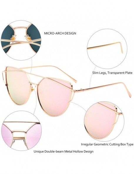 Cat Eye Cat Eye Mirrored Lenses Metal Frame Sunglasses for Women Men - Gold Frame/Pink Lens - CH189IOXGMN $13.47