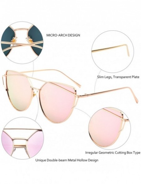 Cat Eye Cat Eye Mirrored Lenses Metal Frame Sunglasses for Women Men - Gold Frame/Pink Lens - CH189IOXGMN $13.47