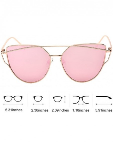 Cat Eye Cat Eye Mirrored Lenses Metal Frame Sunglasses for Women Men - Gold Frame/Pink Lens - CH189IOXGMN $13.47