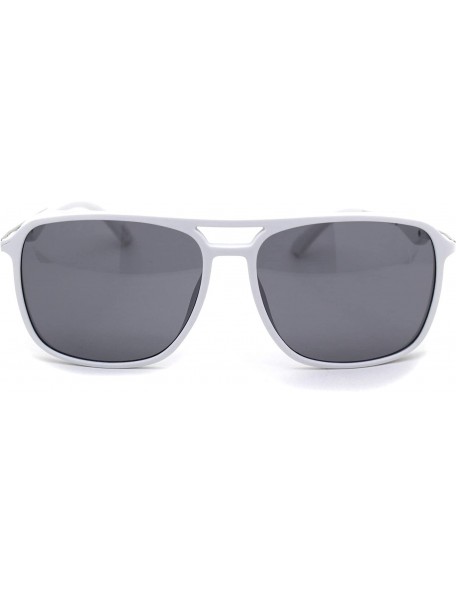 Rectangular Mens Elegant Chic Plastic Rectangular Side Visor Racer Sunglasses - White Black - C718ZMECWS9 $11.74