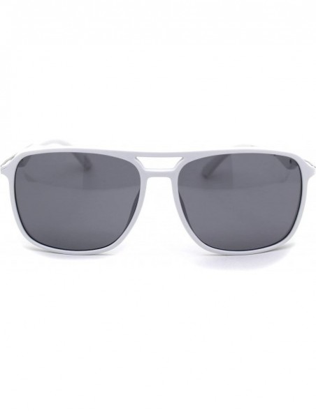 Rectangular Mens Elegant Chic Plastic Rectangular Side Visor Racer Sunglasses - White Black - C718ZMECWS9 $11.74