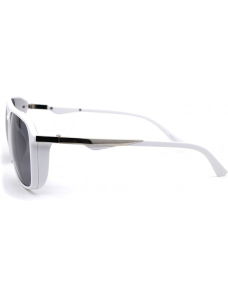 Rectangular Mens Elegant Chic Plastic Rectangular Side Visor Racer Sunglasses - White Black - C718ZMECWS9 $11.74