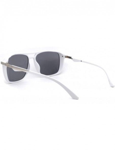 Rectangular Mens Elegant Chic Plastic Rectangular Side Visor Racer Sunglasses - White Black - C718ZMECWS9 $11.74