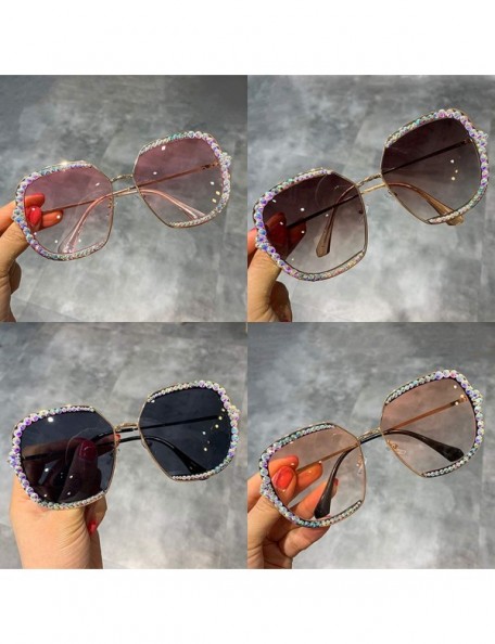 Oversized Sunglasses Women Luxury Rhinestone Square Sun Glasses Clear Lens Oversized Men Vintage Shades - Black - C4198A49IIZ...