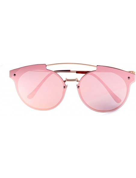 Aviator Unisex Futuristic Ultra Slim Frame Mirrored Flat Lens Sunglasses A033 - Gold/ Pink Revo - CO186HHCSTR $11.54