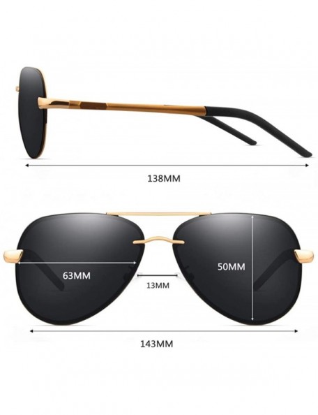 Sport Aviator Sunglasses for Men Women Polarized - Lightweight Al-Mg Metal Alloy Frame - Gold/Black - CJ1942CS0MX $24.61