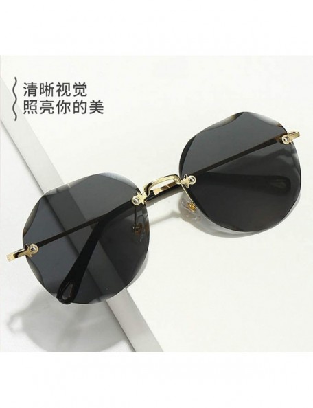 Rimless Rimless and Cut-Edge Sunglasses for Women with Polygonal Ocean Pieces - 1 - CY198SI86ZW $20.10