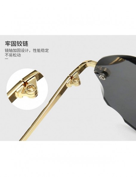 Rimless Rimless and Cut-Edge Sunglasses for Women with Polygonal Ocean Pieces - 1 - CY198SI86ZW $20.10