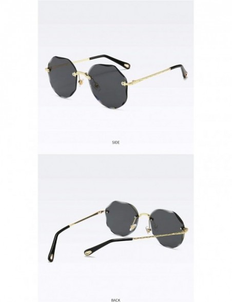 Rimless Rimless and Cut-Edge Sunglasses for Women with Polygonal Ocean Pieces - 1 - CY198SI86ZW $20.10