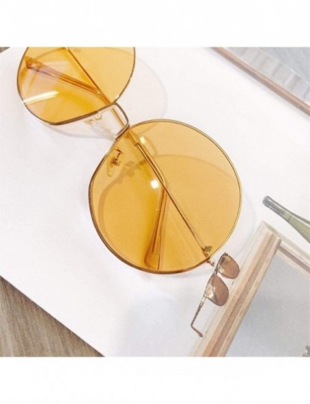 Rimless Big Round Sunglasses for Women Rimless Alloy Frame Oversized Sun Glasses Shades UV400 - Yellow - CN1906DGS84 $18.33