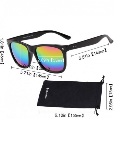 Oversized Best Value Retro Large Horn Rimmed Mirror Lens Polarized Sunglasses - 2 Pack - Rainbow Mirror Lens - CB12FIUS3JN $1...