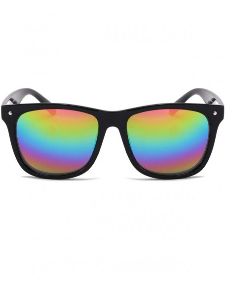 Oversized Best Value Retro Large Horn Rimmed Mirror Lens Polarized Sunglasses - 2 Pack - Rainbow Mirror Lens - CB12FIUS3JN $1...