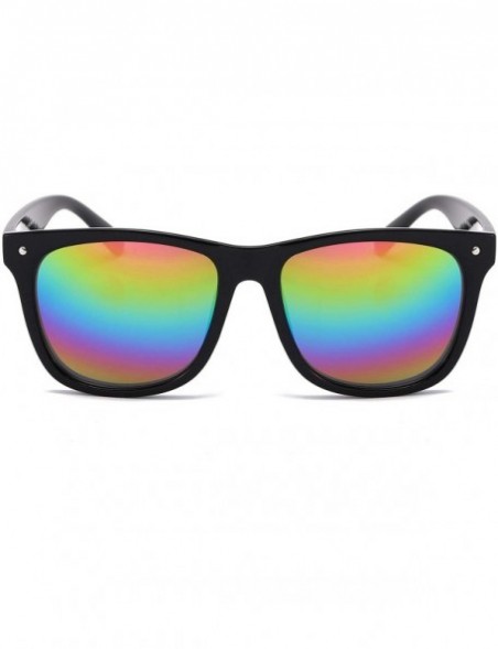 Oversized Best Value Retro Large Horn Rimmed Mirror Lens Polarized Sunglasses - 2 Pack - Rainbow Mirror Lens - CB12FIUS3JN $1...