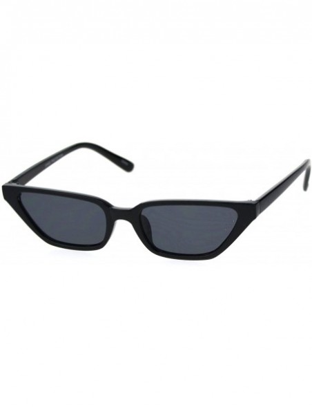 Cat Eye Womens Retro Narrow Squared Cat Eye Plastic Mod Sunglasses - All Black - CN18RQRI0IL $8.40