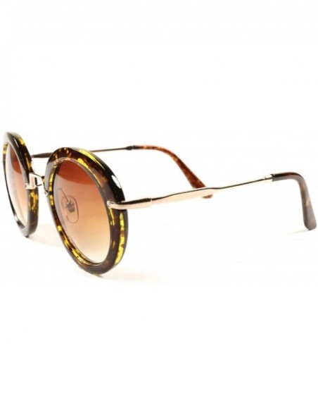 Round Stunning Tortoise Designer Stylish Vintage Retro Womens Round Sunglasses - C51802O2HXZ $15.17