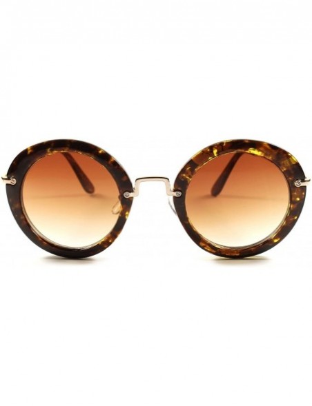 Round Stunning Tortoise Designer Stylish Vintage Retro Womens Round Sunglasses - C51802O2HXZ $15.17