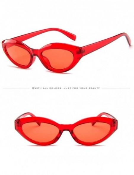 Cat Eye Mini Vintage Retro Extra Narrow Leaf Skinny Cat Eye Sun Glasses Clout Goggles for Women Men - F - CS18T8OD26R $9.64