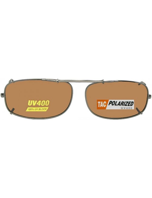 Rectangular Skinny Curve Rectangle Polarized Clip on Sunglass - Pewter-polarized Brown Lens - CQ1802AUQ9I $14.05