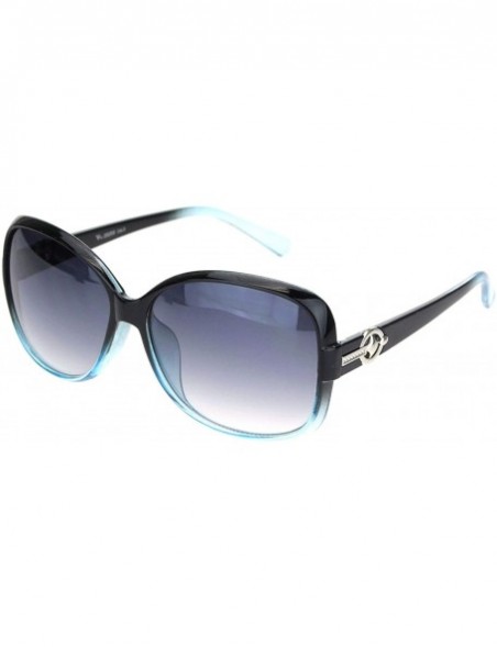 Butterfly Womens 90s Jewel Buckle Design Rectangular Butterfly Sunglasses - Black Blue Gradient Black - CB18NWSTLT4 $15.01