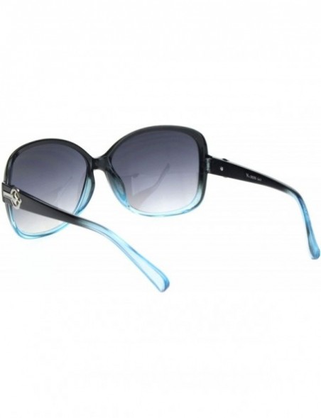 Butterfly Womens 90s Jewel Buckle Design Rectangular Butterfly Sunglasses - Black Blue Gradient Black - CB18NWSTLT4 $15.01