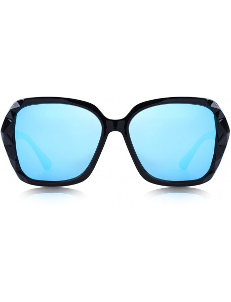 Oversized Women Shades Oversized Polarized Sunglasses UV Protection Eyewear S6130 - Black&blue - CC18DKOUH6U $13.63