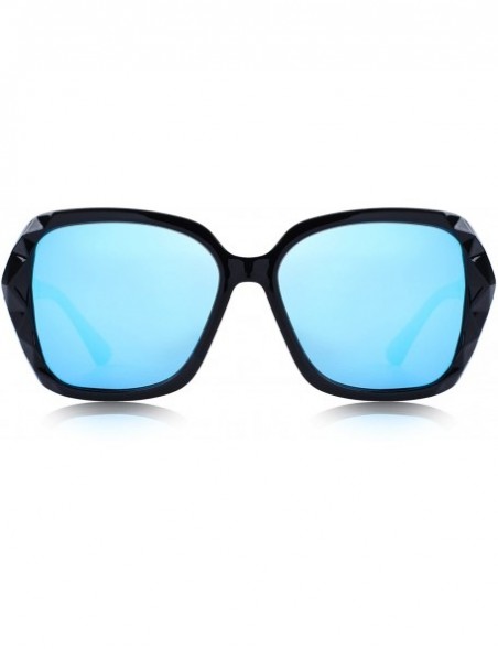 Oversized Women Shades Oversized Polarized Sunglasses UV Protection Eyewear S6130 - Black&blue - CC18DKOUH6U $13.63