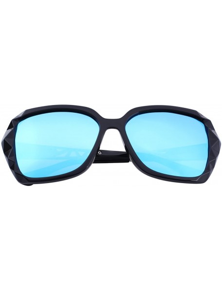 Oversized Women Shades Oversized Polarized Sunglasses UV Protection Eyewear S6130 - Black&blue - CC18DKOUH6U $13.63