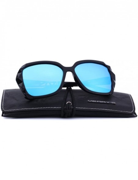 Oversized Women Shades Oversized Polarized Sunglasses UV Protection Eyewear S6130 - Black&blue - CC18DKOUH6U $13.63