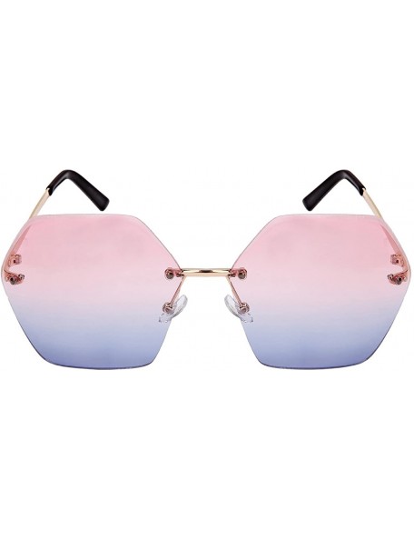 Rectangular Oversized Hexagon Shaped Sunglasses with Ocean Lens 3120-OCR - Gold - C6183O00N6M $10.84