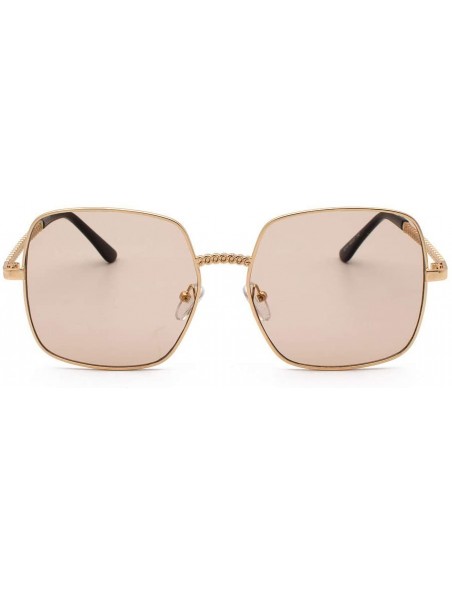 Square Square Vintage Mirrored Sunglasses for Women Eyewear Sports Outdoor Shades Glasses - Coffee - C818X6I9ZZM $8.97