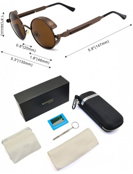 Aviator Steampunk Style Round Vintage Polarized Sunglasses Retro Eyewear UV400 Protection Matel Frame - C117YTDRU7C $13.10