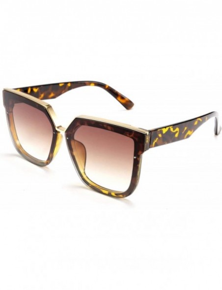 Square Fashion Women Men Sunglasses Square Frame Metal Shape Nesting Lenses B2595 - Brown Leopard - CJ19882DWGY $12.34