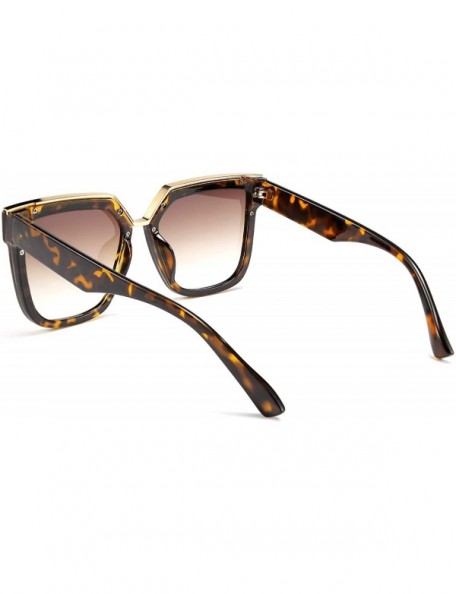 Square Fashion Women Men Sunglasses Square Frame Metal Shape Nesting Lenses B2595 - Brown Leopard - CJ19882DWGY $12.34